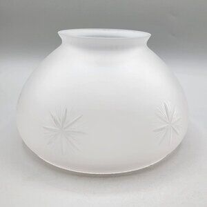 Frosted Cut to Clear Glass Lamp Shade Etched Starburst Design 7 Inch Fitter